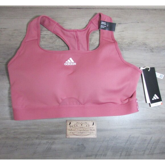 Adidas Women's Med A-C Powerreact Training Medium Support Sports Bra Dark Pink - Picture 1 of 2